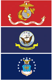 Marine Corps, Navy, Air Force Flags